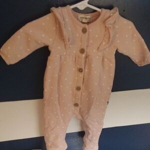 Carter's Pink and White Footies One Piece with Cozy Design​